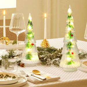 2PCS Lighted Christmas Trees Small Tabletop Xmas Tree Decorations, Battery Operated, Indoor Home Decor for Party Table