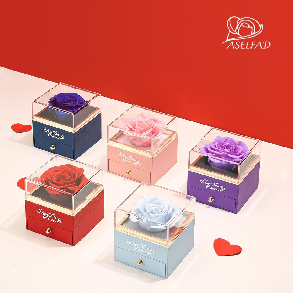 Preserved Flowers Forever Real Rose with I Love You Necklace, Eternal Rose Gifts for Mom Grandma Wife Girlfriend on Christmas, Valentines, Mothers Day, Anniversary, Birthday Gifts for Women