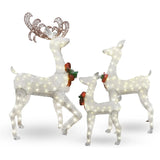 3-Piece Lighted Christmas Reindeer Family, Outdoor Indoor Christmas Decorations for Yards Garden Lawn Patio, Holiday Light up Decorations W/ 210 LED Lights, Stakes, Zip Ties