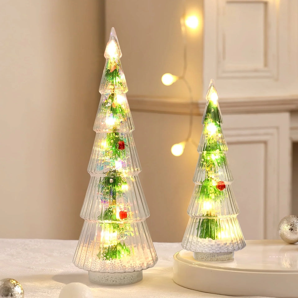2PCS Lighted Christmas Trees Small Tabletop Xmas Tree Decorations, Battery Operated, Indoor Home Decor for Party Table