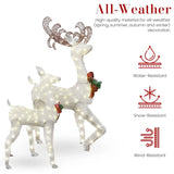 3-Piece Lighted Christmas Reindeer Family, Outdoor Indoor Christmas Decorations for Yards Garden Lawn Patio, Holiday Light up Decorations W/ 210 LED Lights, Stakes, Zip Ties