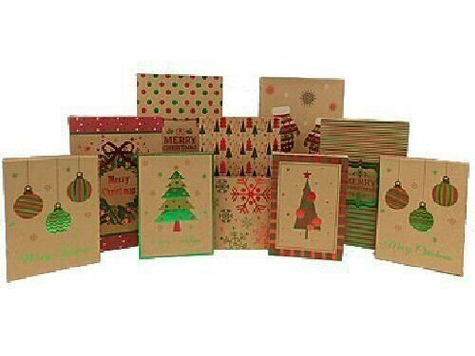 10 Christmas Gift Boxes Foil Decorated Kraft : 3 Shirt + 5 Lingerie+ 2 Robe