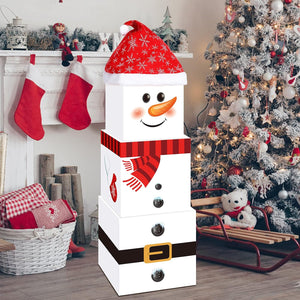4 Pieces Christmas Box Decoration Nesting Decorative Stackable Nesting Christmas Stacking Boxes(Snowman)