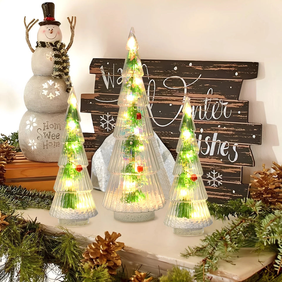 2PCS Lighted Christmas Trees Small Tabletop Xmas Tree Decorations, Battery Operated, Indoor Home Decor for Party Table