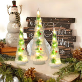 2PCS Lighted Christmas Trees Small Tabletop Xmas Tree Decorations, Battery Operated, Indoor Home Decor for Party Table