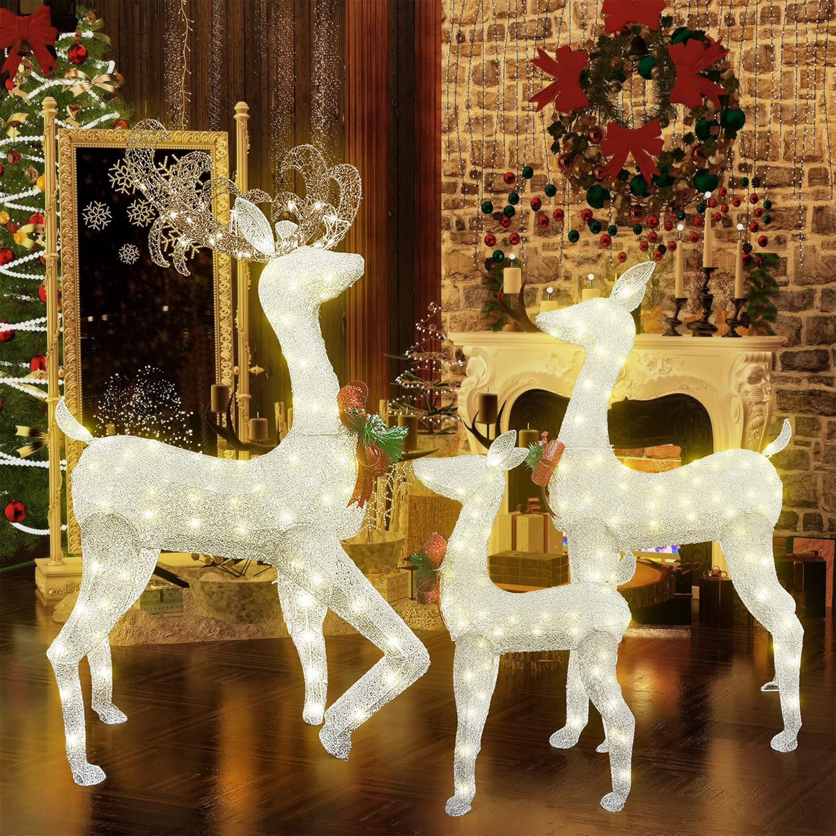 3-Piece Lighted Christmas Reindeer Family, Holiday Light up Decoration –  Snowlaa, image size:1200x1200