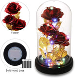 Christmas Eternal Rose in Glass Dome - Beauty and the Beast Inspired Keepsake, Lasting Floral Gift for Mom/Wife/Grandma, Luxury Preserved Roses with LED Light for Birthday/Anniversary
