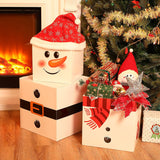 4 Pieces Christmas Box Decoration Nesting Decorative Stackable Nesting Christmas Stacking Boxes(Snowman)