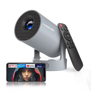 Projector 4K 1080P Support, 290 ANSI Mini Projector Smart with 5W Soundbase Speaker for Movie Projection, HY300 Pro+ Grey